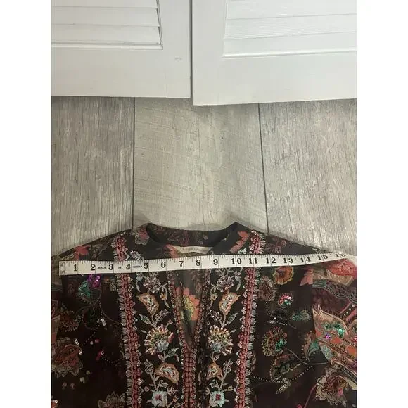 Soft Surroundings Embroidered Beaded Icon Asteria Tunic Sheer Boho Chic Flow SP - Picture 13 of 14